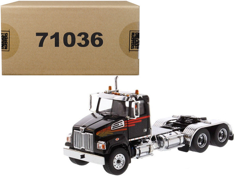 Western Star 4700 SF Tandem Day Cab Tractor Metallic Black 1/50 Diecast Model by Diecast Masters Diecast Masters