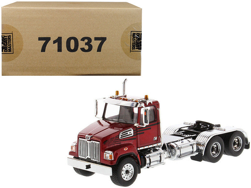 Western Star 4700 SF Tandem Day Cab Tractor Metallic Red 1/50 Diecast Model by Diecast Masters Diecast Masters