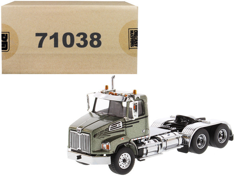 Western Star 4700 SB Tandem Day Cab Tractor Metallic Olive Green 1/50 Diecast Model by Diecast Masters Diecast Masters