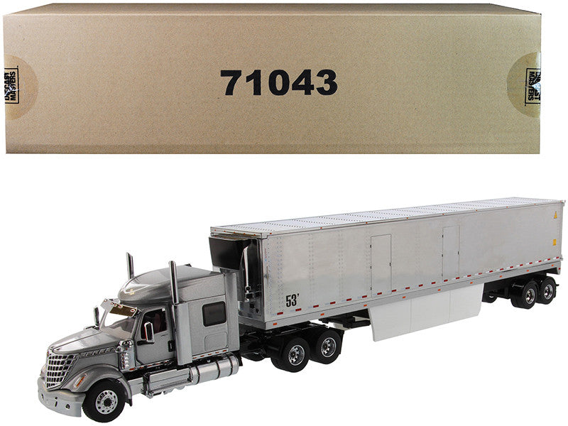 International LoneStar Sleeper Cab Silver with 53' Reefer Refrigerated Chrome Plated Van Trailer "Transport Series" 1/50 Diecast Model by Diecast Masters Diecast Masters