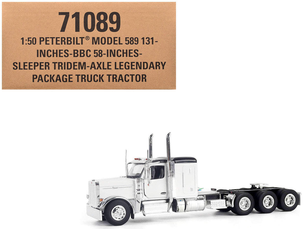 Peterbilt 589 Legendary Package Truck Tractor with 58" Sleeper White with Black Top "Transport Series" 1/50 Diecast Model by Diecast Masters Diecast Masters