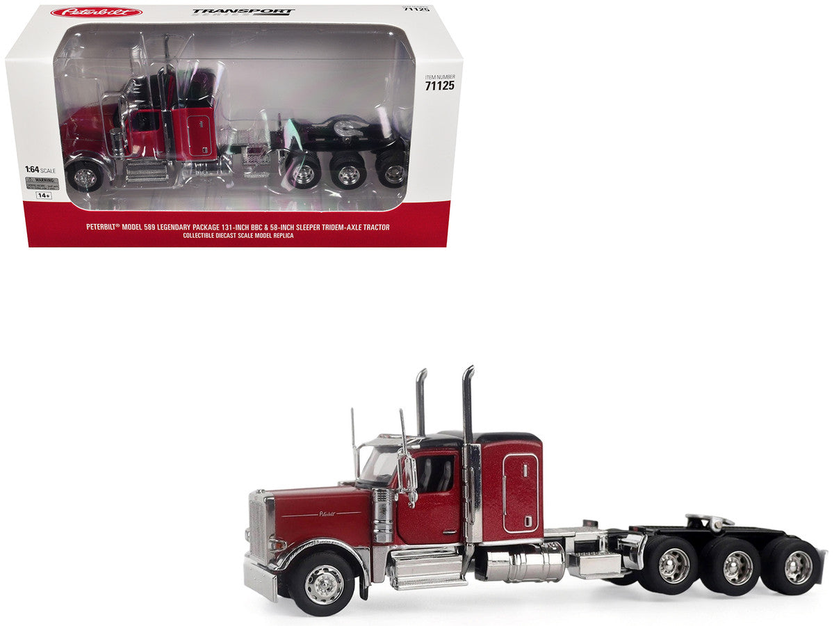 Peterbilt 589 Tridem-Axle Legendary Package Truck Tractor with 58" Sleeper Legendary Red "Transport Series" 1/64 Diecast Model by Diecast Masters Diecast Masters