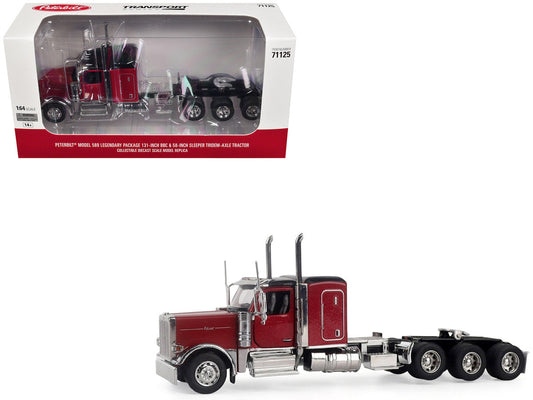 Peterbilt 589 Tridem-Axle Legendary Package Truck Tractor with 58" Sleeper Legendary Red "Transport Series" 1/64 Diecast Model by Diecast Masters Diecast Masters