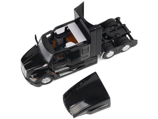 Kenworth T680 76" High Roof Sleeper Cab Truck Tractor Black "Transport Series" 1/50 Diecast Model by Diecast Masters-1