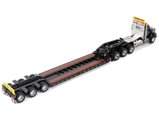 Kenworth T880 SBFA Tridem Truck with Trail King HDG Lowboy Trailer Black "Transport Series" 1/50 Diecast Model by Diecast Masters Diecast Masters
