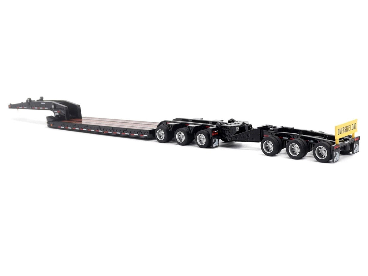 Trail King TK170 Hydraulic Detachable Gooseneck Lowboy Trailer Black with Jeep and Booster "Transport Series" 1/64 Diecast Model by Diecast Masters Diecast Masters