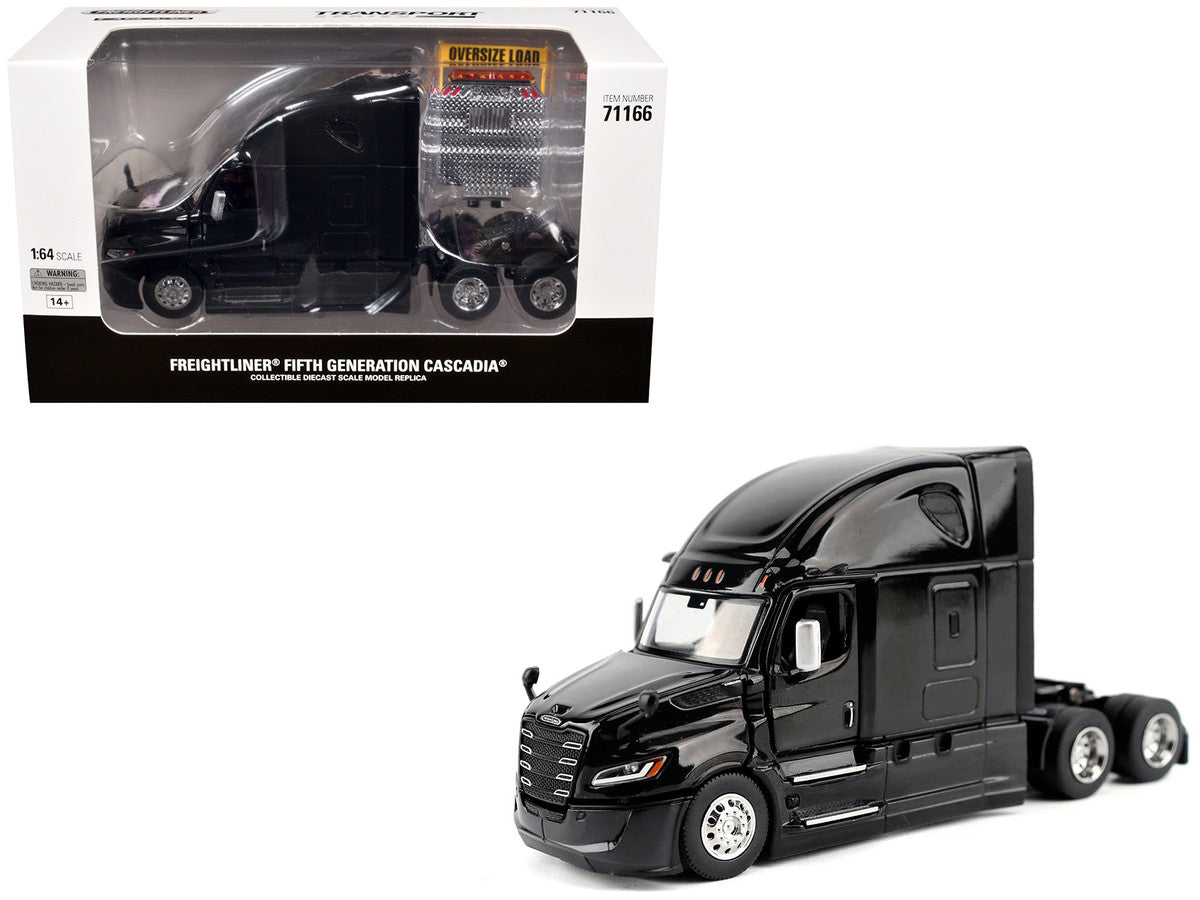 2025 Freightliner Cascadia Gen-5 Sleeper Cab Truck Tractor Night-Shift Black "Transport Series" 1/64 Diecast Model by Diecast Masters Diecast Masters