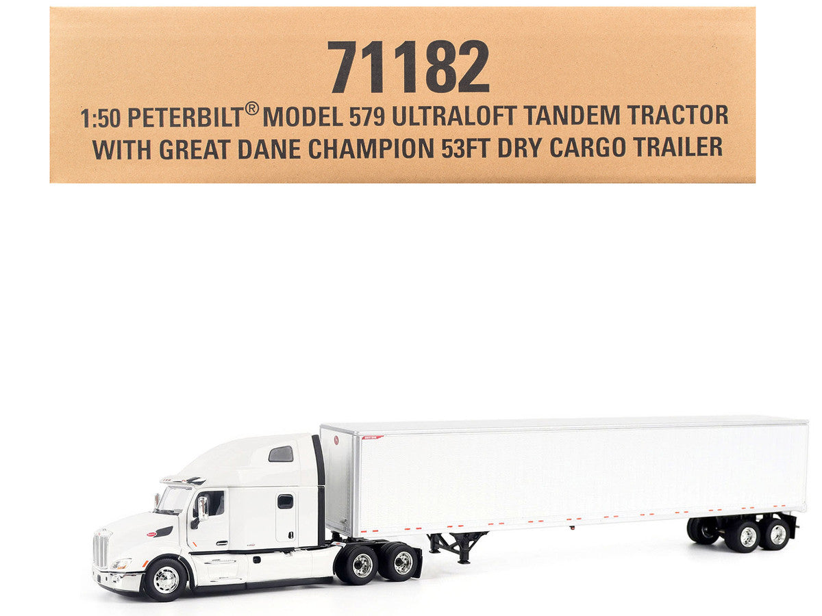 Peterbilt 579 Ultraloft Tandem Tractor White with Great Dane Champion 53ft Dry Cargo Trailer "Transport Series" 1/50 Diecast Model by Diecast Masters Diecast Masters
