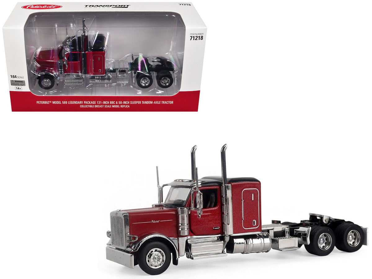 Peterbilt 589 Tandem-Axle Legendary Package Truck Tractor with 58" Sleeper Legendary Red "Transport Series" 1/64 Diecast Model by Diecast Masters Diecast Masters