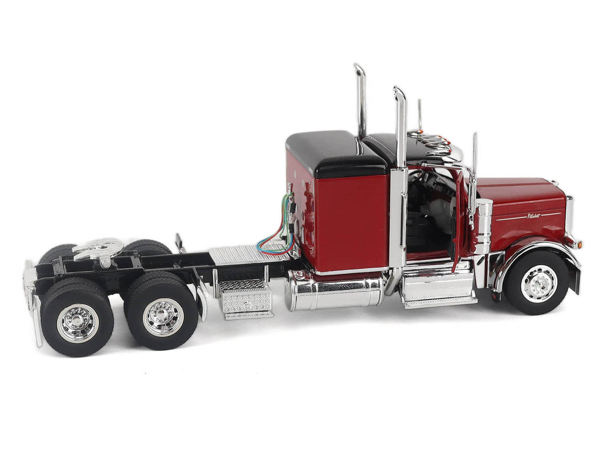 Peterbilt 589 Legendary Package Tandem-Axle Truck Tractor with 58" Sleeper Cab Legendary Red with Black Top "Transport Series" 1/50 Diecast Model by Diecast Masters Diecast Masters