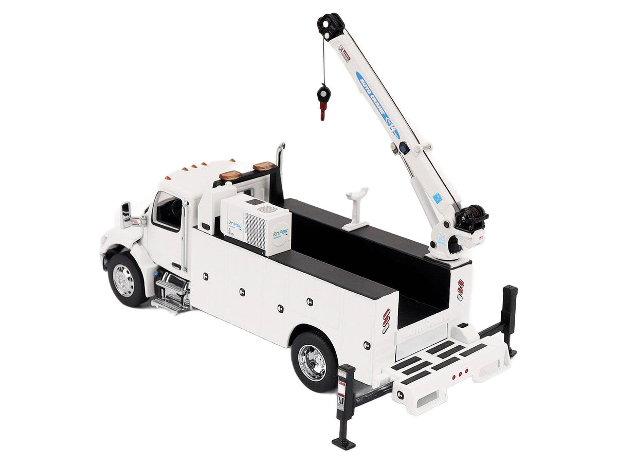 Peterbilt 536 Auto-Crane Titan 85-Body HC14-Crane Work Truck with Miller EnPak White "Transport Series" 1/50 Diecast Model by Diecast Masters Diecast Masters