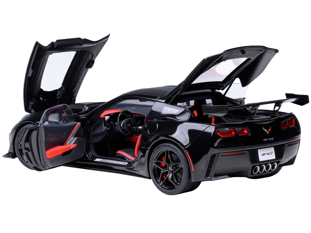 2019 Chevrolet Corvette C7 ZR1 Black with Carbon Top 1/18 Model Car by Autoart Autoart