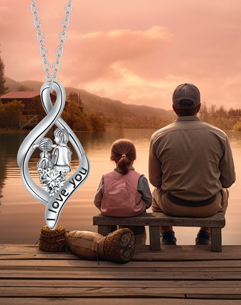 Father And Daughter Pendant Necklace Father's Day Gift CJD
