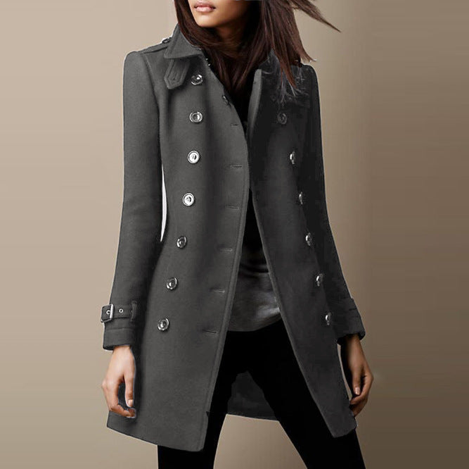 Streetwear Women Jackets Lined Double-breasted Ladies Loose Wool Overcoat Elegant Lapel Solid Pocketed Coats For Autumn Winter LadyShow.Store