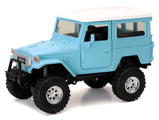 Toyota Land Cruiser FJ40 Light Blue with White Top "Xtreme Off-Road" Series 1/24 Diecast Model by New Ray New Ray