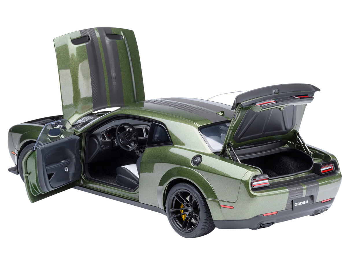 2022 Dodge Challenger SRT Jailbreak F8 Green with Carbon Stripes 1/18 Model Car by Autoart Autoart
