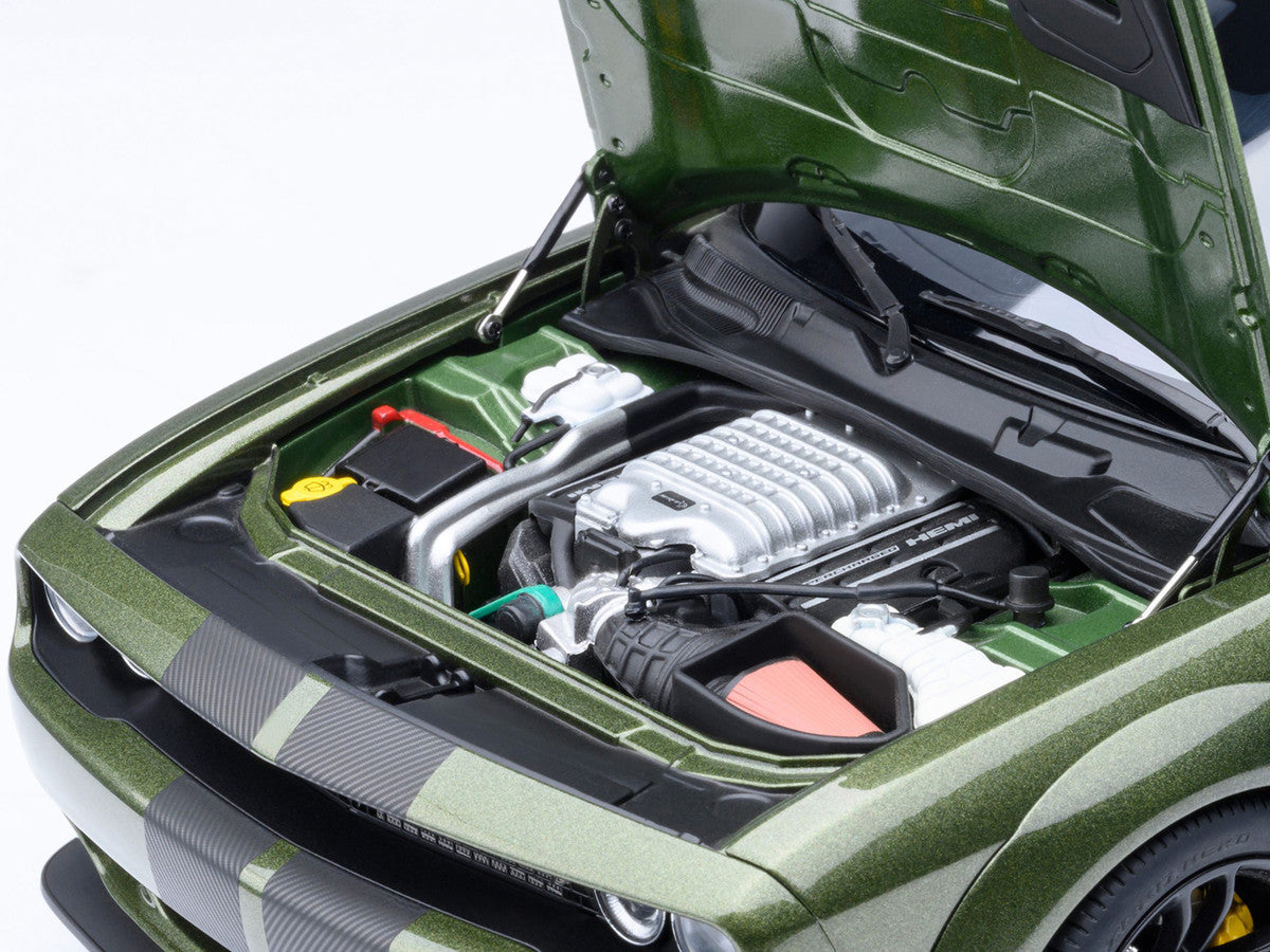 2022 Dodge Challenger SRT Jailbreak F8 Green with Carbon Stripes 1/18 Model Car by Autoart Autoart