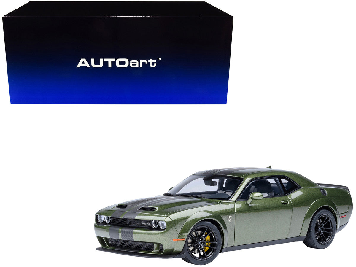 2022 Dodge Challenger SRT Jailbreak F8 Green with Carbon Stripes 1/18 Model Car by Autoart Autoart