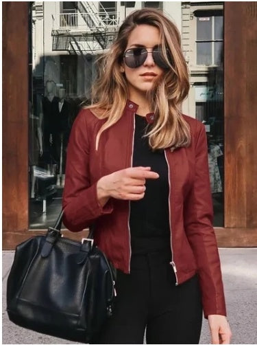 Autumn and winter women's fashion leather PU suit jacket LadyShow.Store