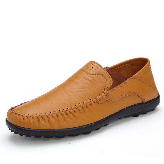 Men's Casual Leather Shoes Lightweight And Versatile British-style Round Toe Best YouTube Store