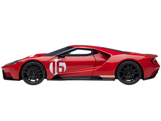 Ford GT Heritage Edition #16 "Alan Mann" Red Metallic with Gold Stripes 1/18 Model Car by Autoart