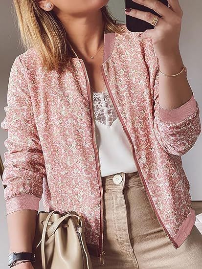 Women's Jacket Zipper Casual Bomber Jacket Coat Stand Collar Short Clothes Best YouTube Store