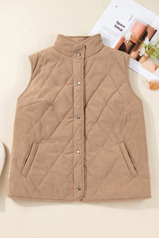 Elizabeth Cord Snap Vest Plus Jacket Threaded Pear