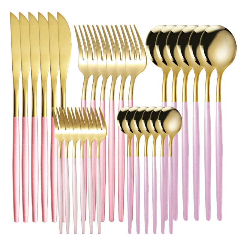 Stainless Steel Tableware Knife Fork And Spoon Western Tableware Gift Set LadyShow.Store