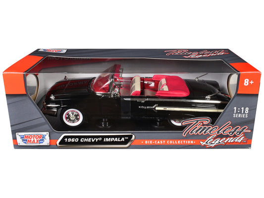 1960 Chevrolet Impala Convertible Black 1/18 Diecast Car Model by Motormax Motormax