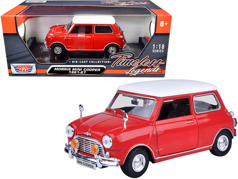 1961-1967 Morris Mini Cooper Red with White Top "Timeless Legends" 1/18 Diecast Model Car by Motormax Motormax