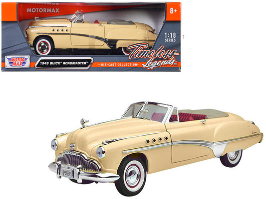 1949 Buick Roadmaster Cream with Red Interior 1/18 Diecast Model Car by Motormax Motormax