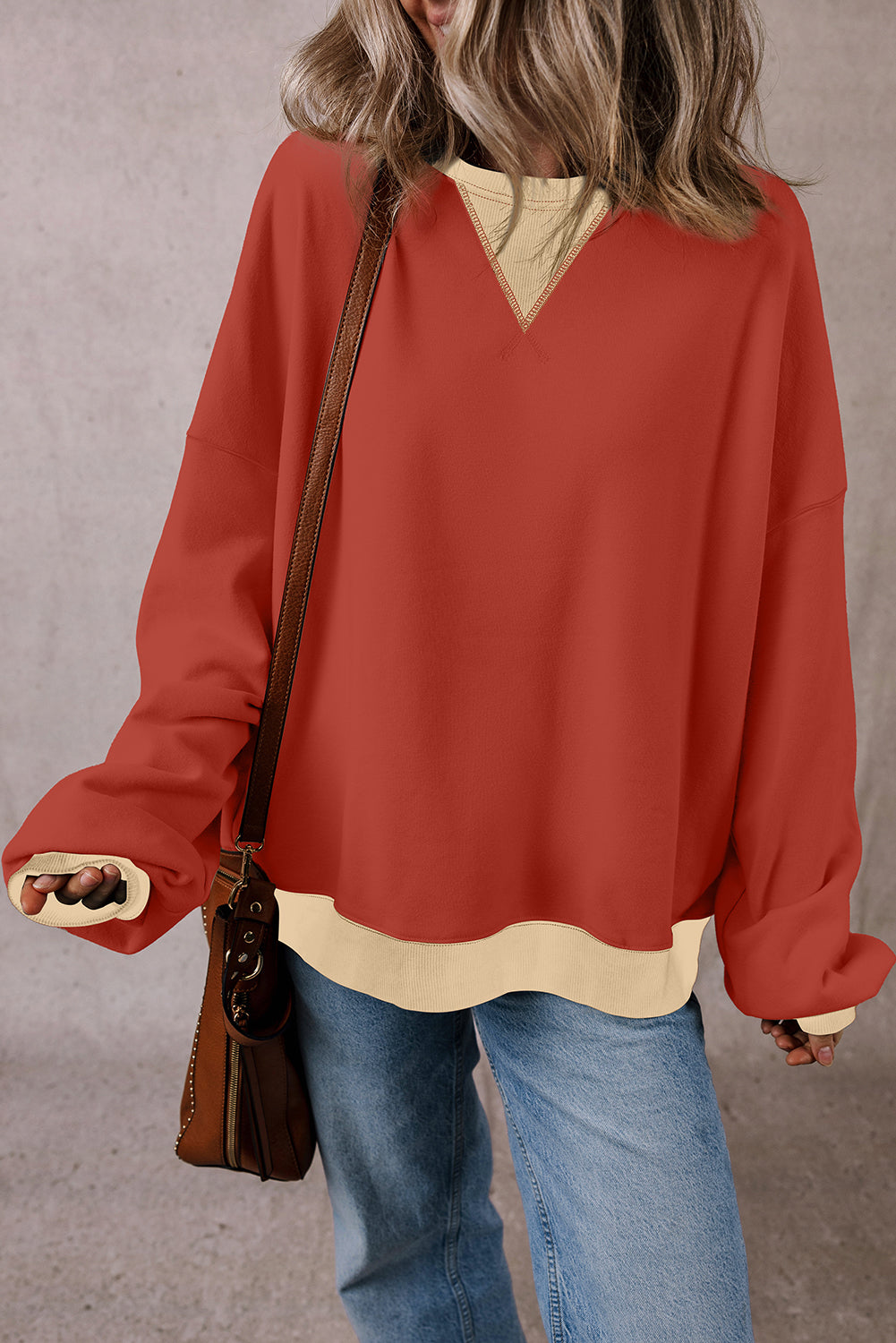 Abigail Drop Shoulder Oversized Sweatshirt Threaded Pear