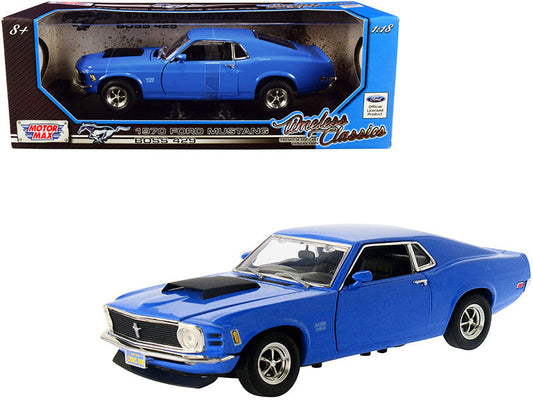 1970 Ford Mustang Boss 429 Dark Blue "Timeless Classics" Series 1/18 Diecast Model Car by Motormax Motormax