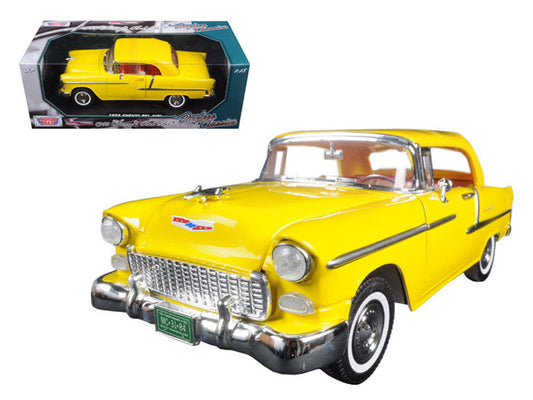 1955 Chevrolet Bel Air Convertible Soft Top Yellow "Timeless Classics" 1/18 Diecast Model Car by Motormax Motormax