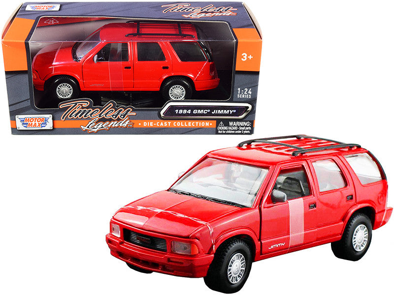 1994 GMC Jimmy with Roof Rack Red "Timeless Legends" Series 1/24 Diecast Model Car by Motormax Motormax