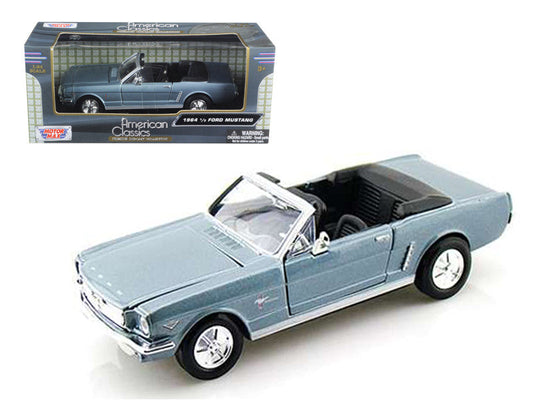 1964 1/2 Ford Mustang Convertible Light Blue 1/24 Diecast Model Car by Motormax Motormax