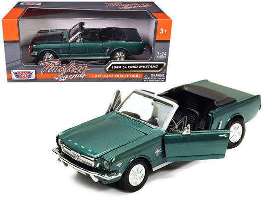 1964 1/2 Ford Mustang Convertible Green Metallic 1/24 Diecast Model Car by Motormax Motormax
