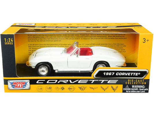 1967 Chevrolet Corvette C2 Convertible White with Red Interior "History of Corvette" Series 1/24 Diecast Model Car by Motormax Motormax