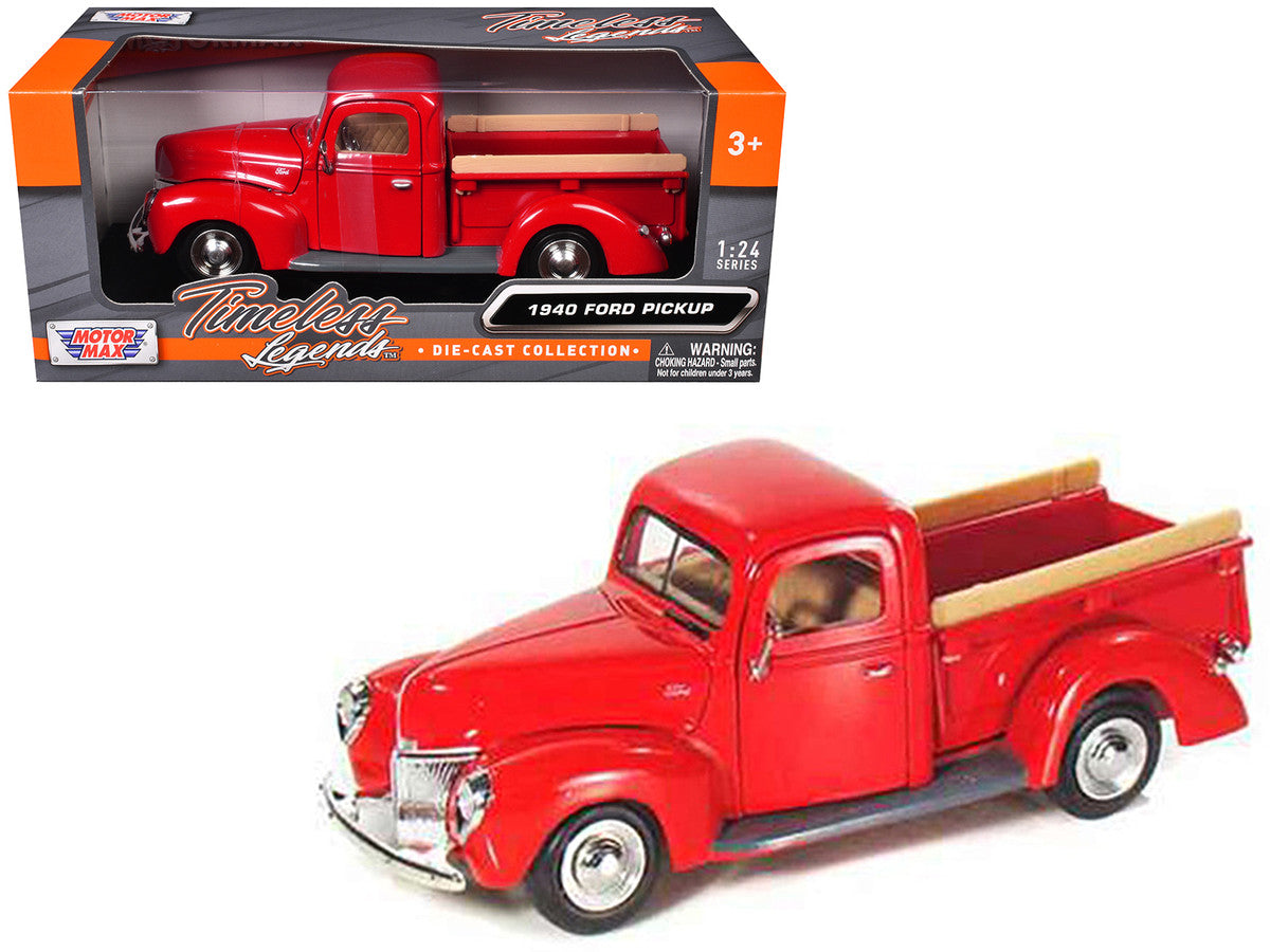 1940 Ford Pickup Truck Red 1/24 Diecast Model Car by Motormax Motormax