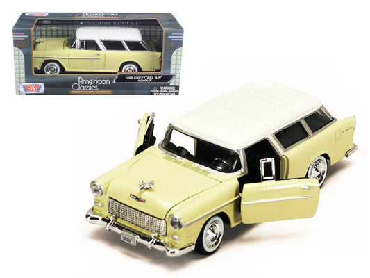 1955 Chevrolet Bel Air Nomad Yellow with White Top 1/24 Diecast Model Car by Motormax Motormax