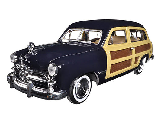 1949 Ford Woody Wagon Dark Blue 1/24 Diecast Model Car by Motormax Motormax