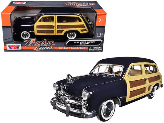 1949 Ford Woody Wagon Dark Blue 1/24 Diecast Model Car by Motormax Motormax
