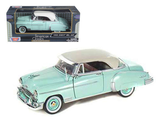 1950 Chevrolet Bel Air Green with Cream Top 1/24 Diecast Model Car by Motormax Motormax