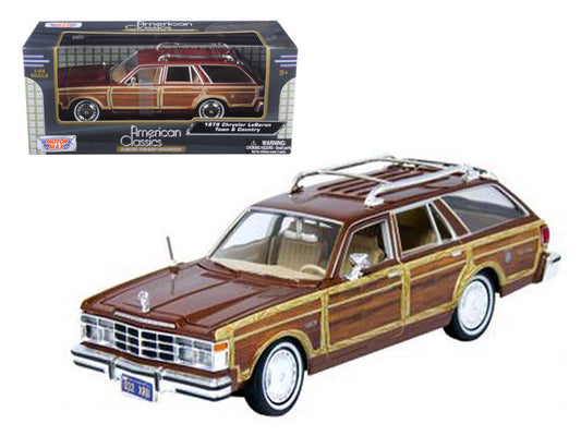 1979 Chrysler Lebaron Town and Country Burgundy 1/24 Diecast Model Car by Motormax Motormax