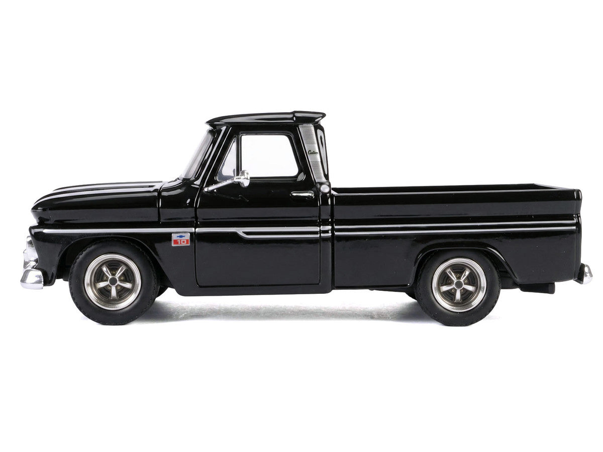 1966 Chevrolet C10 Fleetside Pickup Truck Black "Maxx Design" "Timeless Legends" Series 1/24 Diecast Model Car by Motormax Motormax