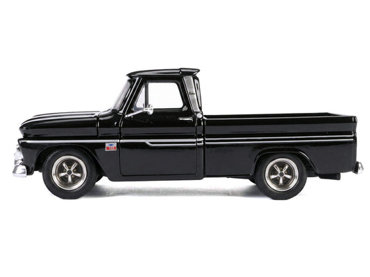 1966 Chevrolet C10 Fleetside Pickup Truck Black "Maxx Design" "Timeless Legends" Series 1/24 Diecast Model Car by Motormax Motormax