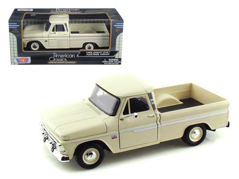 1966 Chevrolet C10 Fleetside Pickup Truck Cream 1/24 Diecast Model Car by Motormax-0