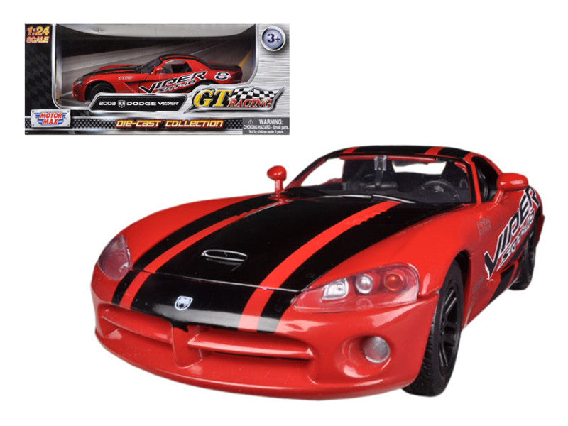 2003 Dodge Viper SRT-10 #8 Red with Black Stripes "GT Racing" Series 1/24 Diecast Model Car by Motormax Motormax