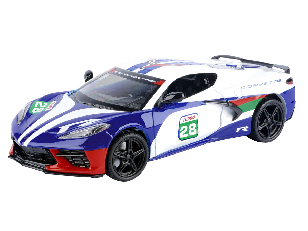 2020 Chevrolet Corvette #28 White with Blue Graphics "GT Racing" Series 1/24 Diecast Model Car by Motormax Motormax