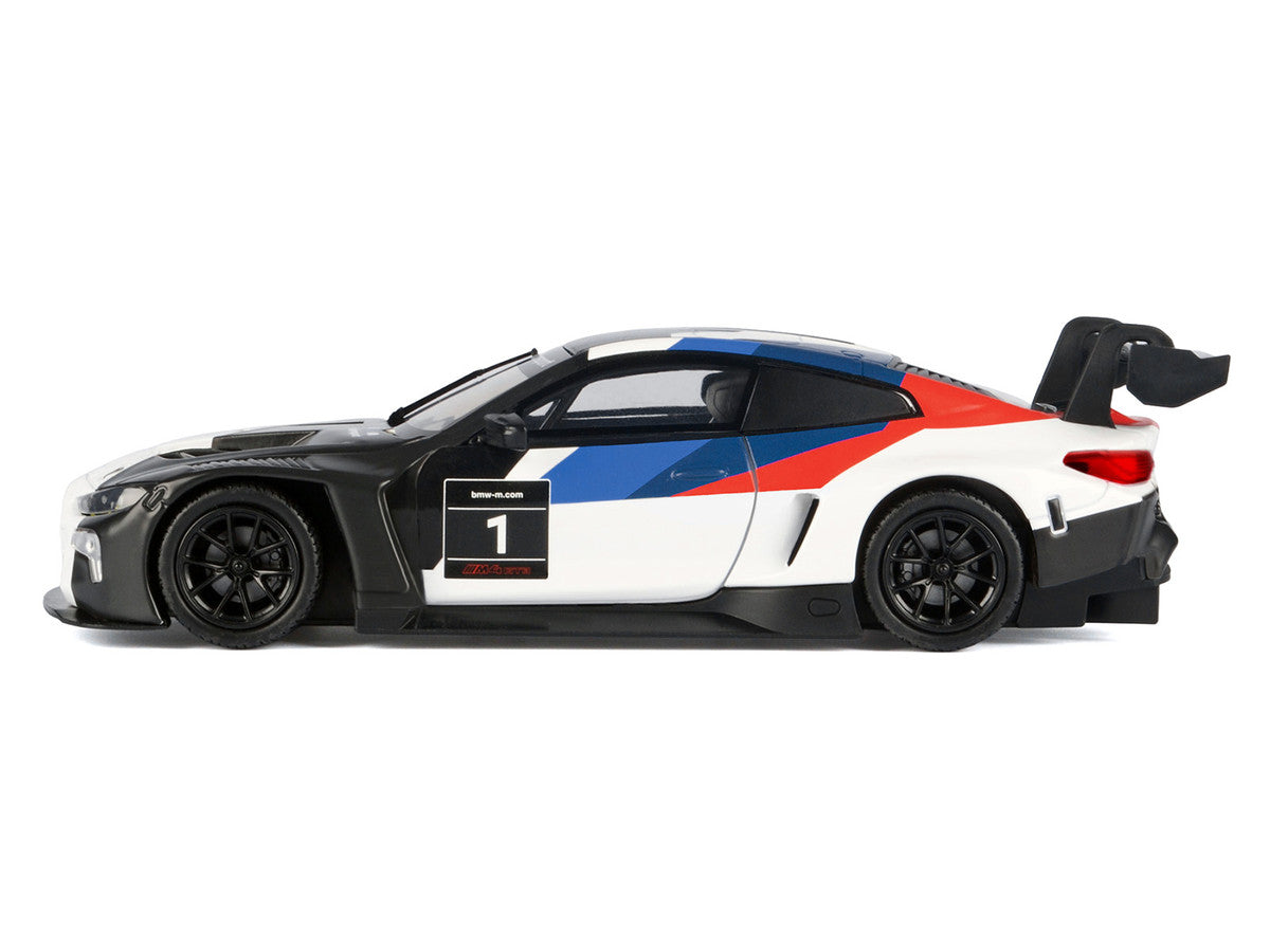 BMW M4 GT3 #1 White with Black Blue and Red Graphics "GT Racing" Series 1/24 Diecast Model Car by Motormax Motormax